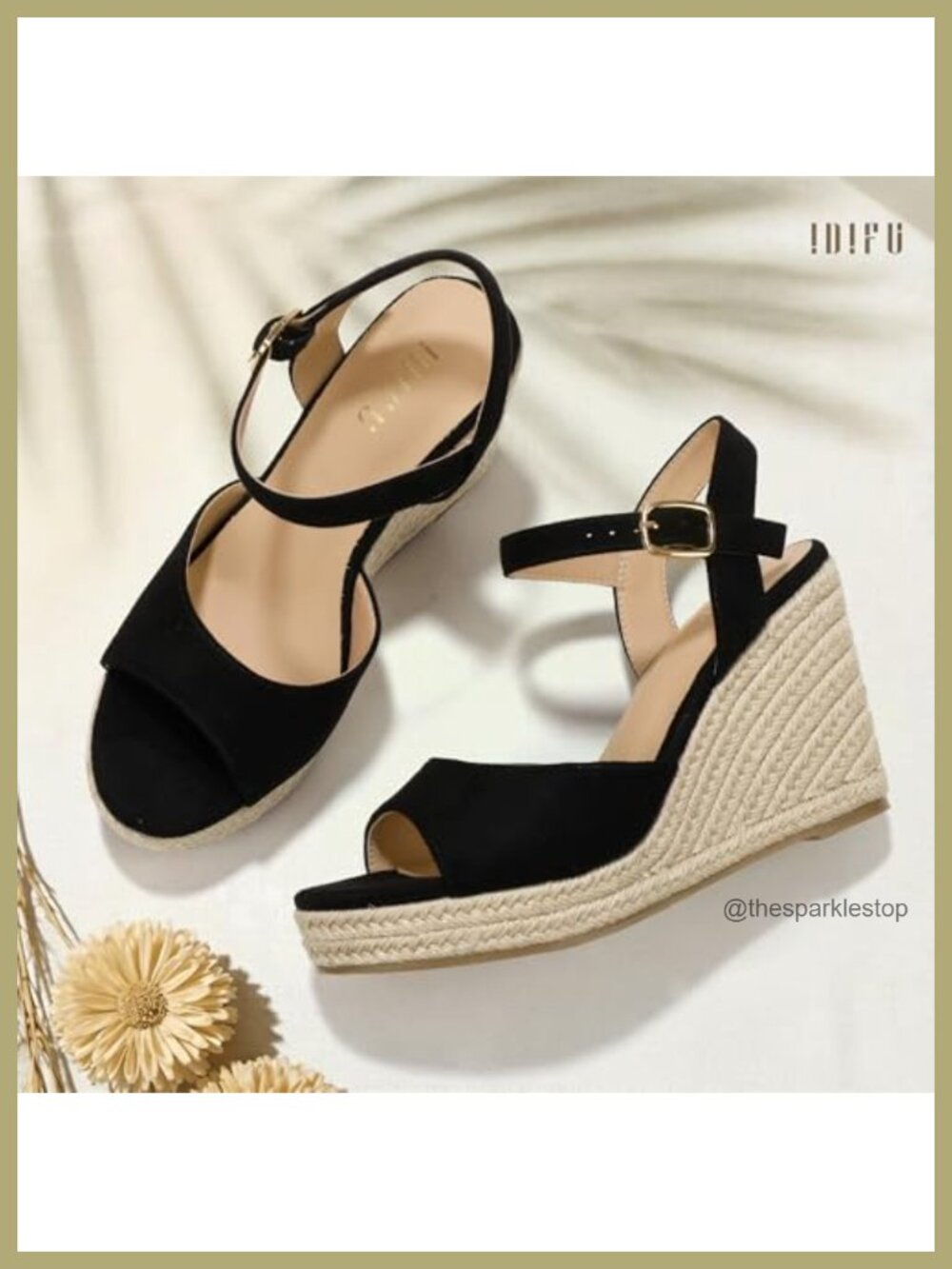 IDIFU IN4 Espadrilles Wedges Sandals for Women Platform Peep Open Toe Slingback - Picture 4 of 6